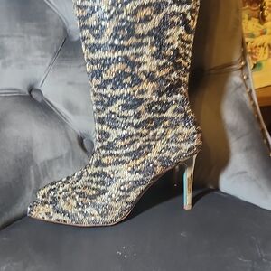 Elegant Glitter Leopard Print Women's Boots By Betsey Johnson